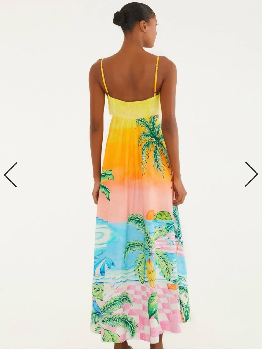 FARM Rio Yellow Orange Pink Blue Tropical Palm Maxi Dress - Picture 3 of 5